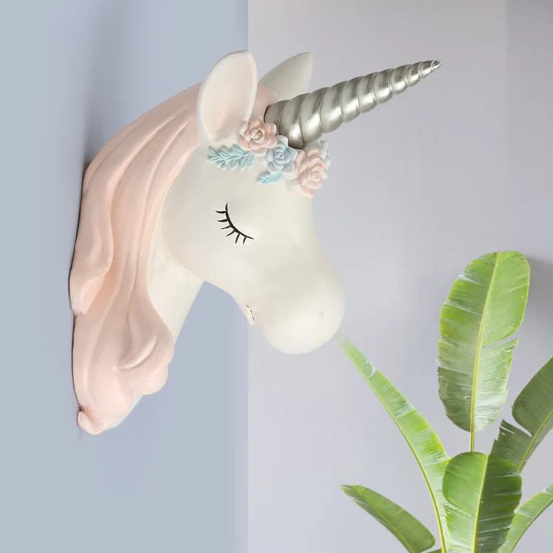 

INS Cross Border European Style Unicorn Wall Decorations Living Room Entrance Wall Hanging Decoration Resin Craft Animal Wall-mo