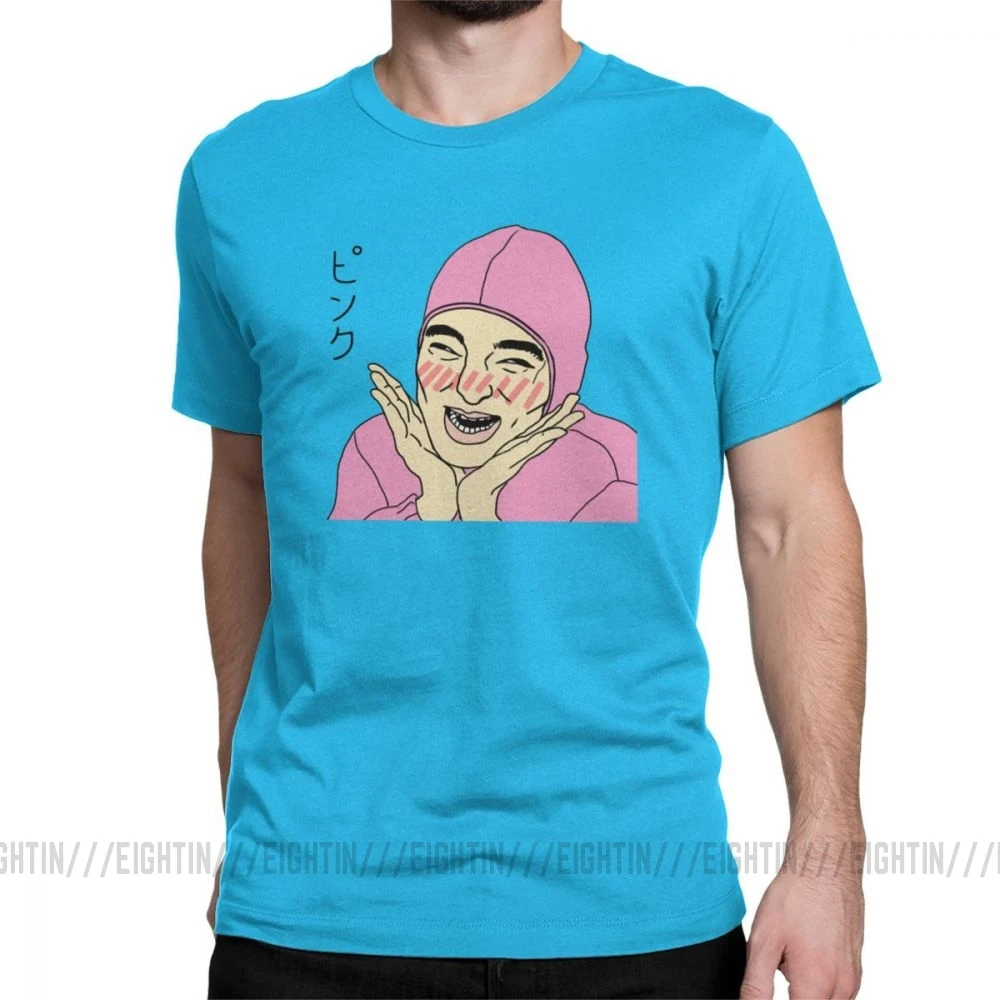 Розовые мужские футболки для отдыха, чистый хлопок, грязный Франк, футболки Joji Meme, японский Ютуб, футболки с коротким рукавом, топы с принтом - Цвет: Medium Blue