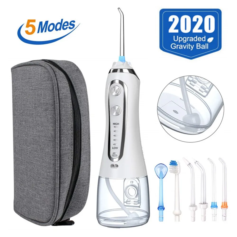 Oral Irrigator 5 Modes Portable 300ml Dental Water Flosser Jet USB Rechargeable Irrigator