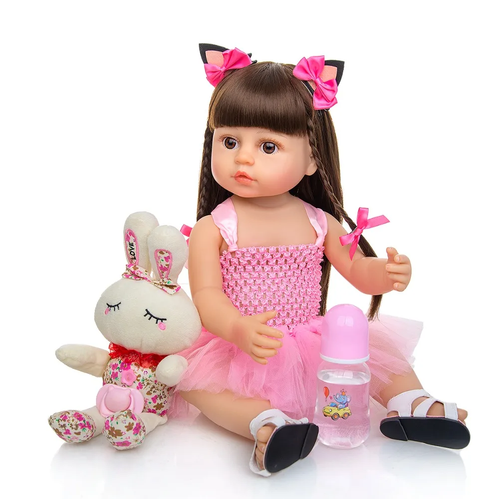 

22 Inch Reborn Baby Doll Realistic Full Silicone Body Bebe Reborn Toddler Girl princess Waterproof Toy for children gift