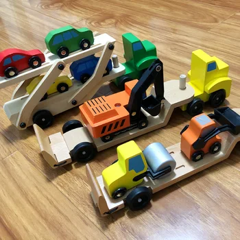 

Children's Educational Wood Toys Environmental Protection And Safety Car Model Wooden Engineering Vehicle Model