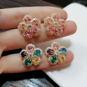 

2020 New Bohemia Color Crystal Flowers Women's Earrings Shiny Crystal Fashion Earring Jewelry gifts for women