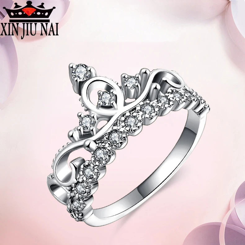 2 Colore Gem's Ballet Round Cubic Zirconia Crown Anniversary Promise Engagement Ring For Women Real 925 S Wedding Jewelry | Украшения и