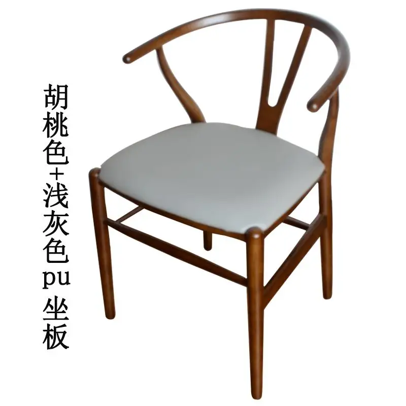 Нордический обеденный стул современный простой домашний стол и стул китайское кресло цельное деревянное кресло спинка стул белый воск дерево Y cha - Цвет: style 18