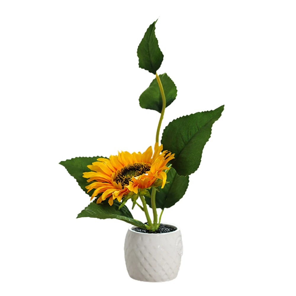 Dried Flowers Simulation Bouquet Fake Potted Colorless Landscaping SimulationBonsai Home Decor Sunflower With Flowerpot | Дом и сад