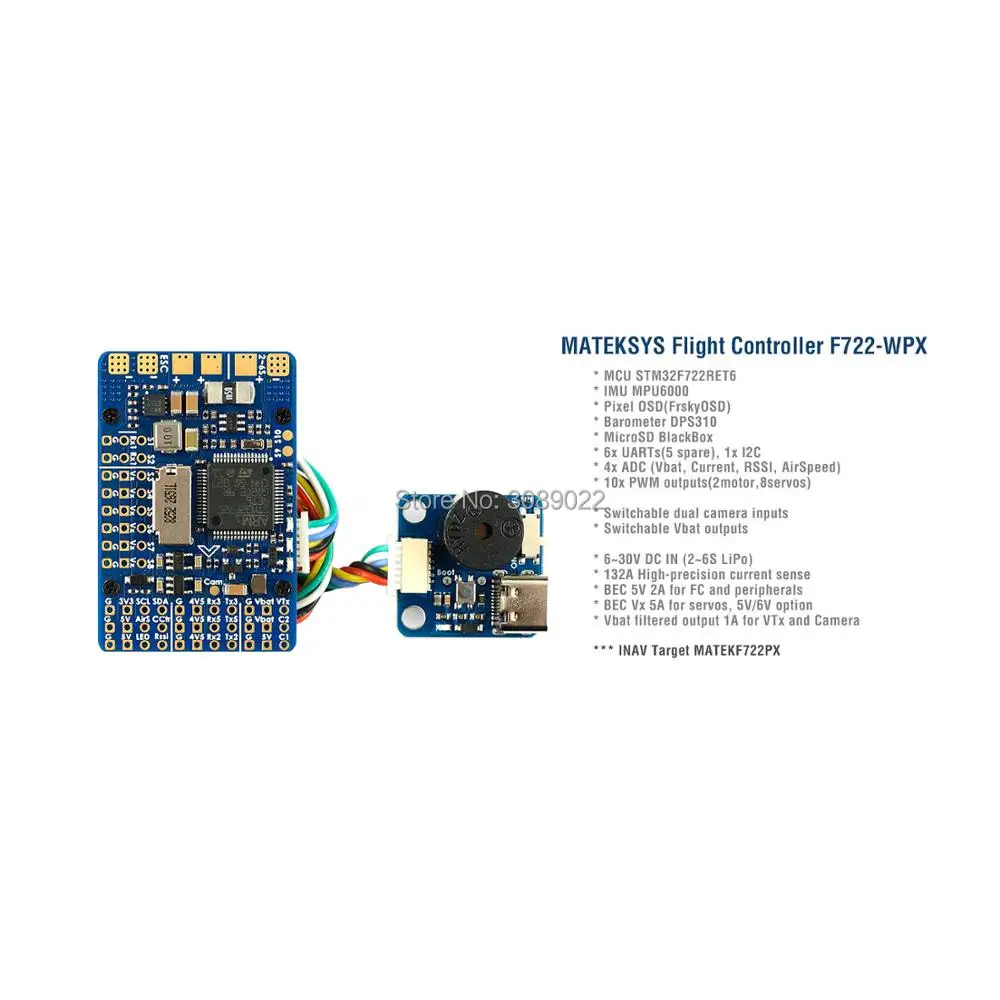 Контроллер полета Matek F722 WPX оригинальный Полетный контроллер STM32F722 2 ~ 6S со