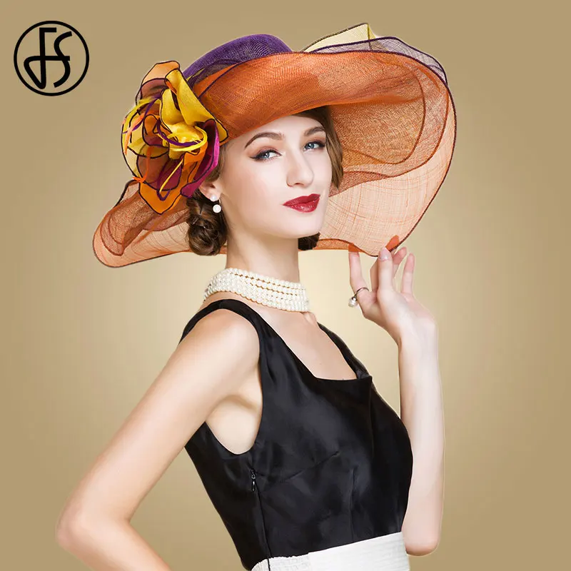 chapeaux-elastiques-elegants-pour-femmes-chapeaux-de-mariage-eglise-sinamay-tri-derby-fedora-a-large-bord-grande-fleur-violet-orange