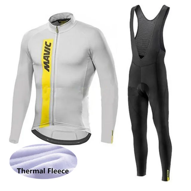US $33.12 2019 Mavic Pro Winter Team Long Sleeve Cycling Jersey Set Mountain Bike Cycling Warm Wool Uniform M