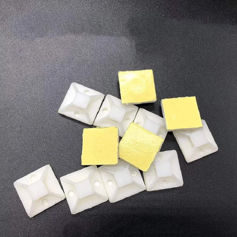 100 шт. белый кабель Установка 25mmx25mmself-adhesive кабель-молния база настенная