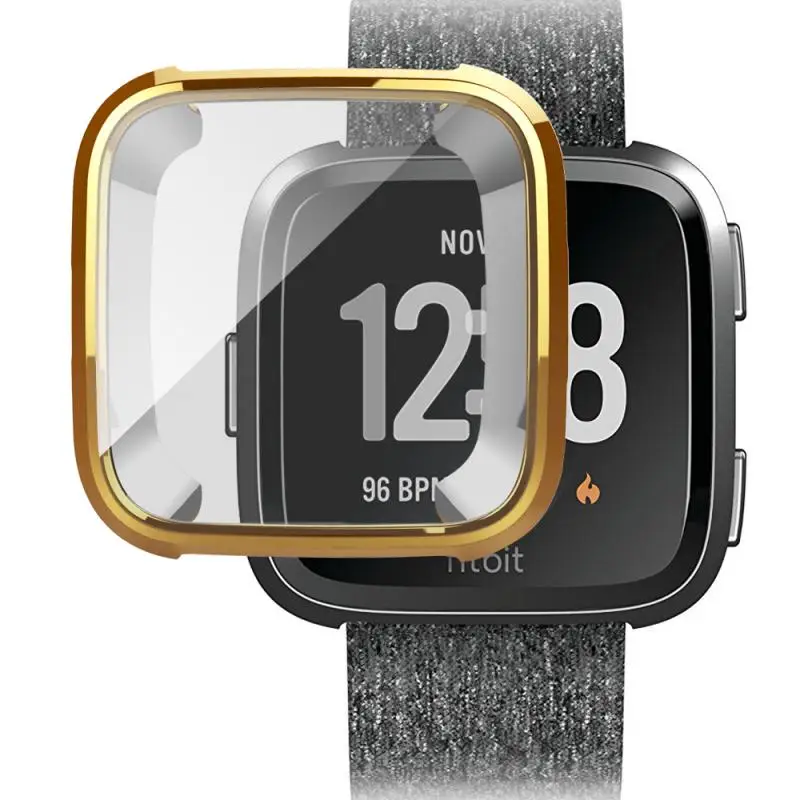 For Fitbit Versa Ultra-thin Soft Plating TPU Case Cover Full Protection Silicone Cases Wearable Devices Protector TSLM1