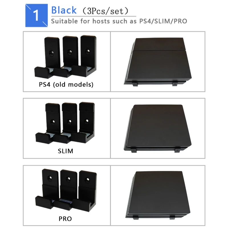 3 Pz/Set Per Ps4 Slim Pro Staffa 3D Print Wall Controller Holder Console Stand Host Rack Game Storage Mount Accessori