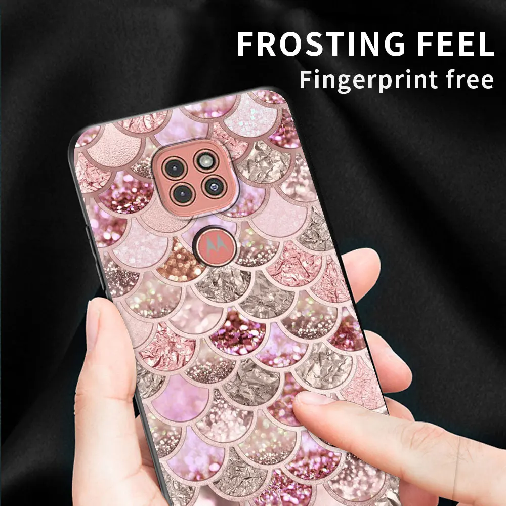 Black Case For Moto One Fusion G9 G8 Play Plus G10 Power G30 E6s One Hyper G Stylus Edge G60 G50 Gold Pink Rose Glitter Hearts