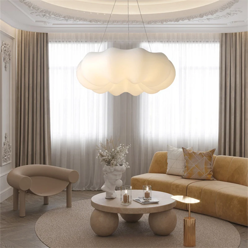 

Modern Creative Bedroom LED Chandelier Coffee Shop Living Room PE Material Art Cute Pumpkin White Cloud Decorative Lighting