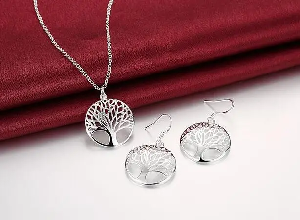 925 Sterling Silver Necklace Earrings Jewelry Set For Woman Birthday Gift - Image 2