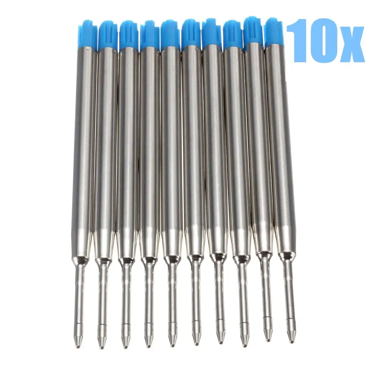 KICUTE-bolígrafos de Metal con punta fina para la escuela, bolígrafo de tinta azul, punta fina, estándar medio, para estilo Parker, firma de oficina, 10x