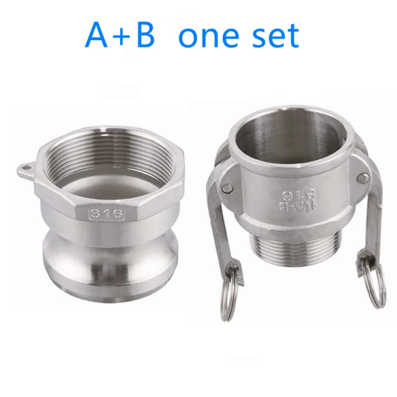 

B+A one set of Camlock Fitting Adapter Homebrew 304 Stainless Steel Connector Quick Release Coupler 1/2"3/4"1 1-1/4"1-1/2"