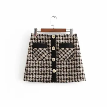 

2019 spring and summer new women's clothing buckle twill soft mini skirt