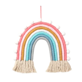 

7 Strands Woolen Yarn Colorful Nordic Easy Install Home Decor Girls Nursery Room Party Tapestry Wall Hanging Weaving For Bedroom