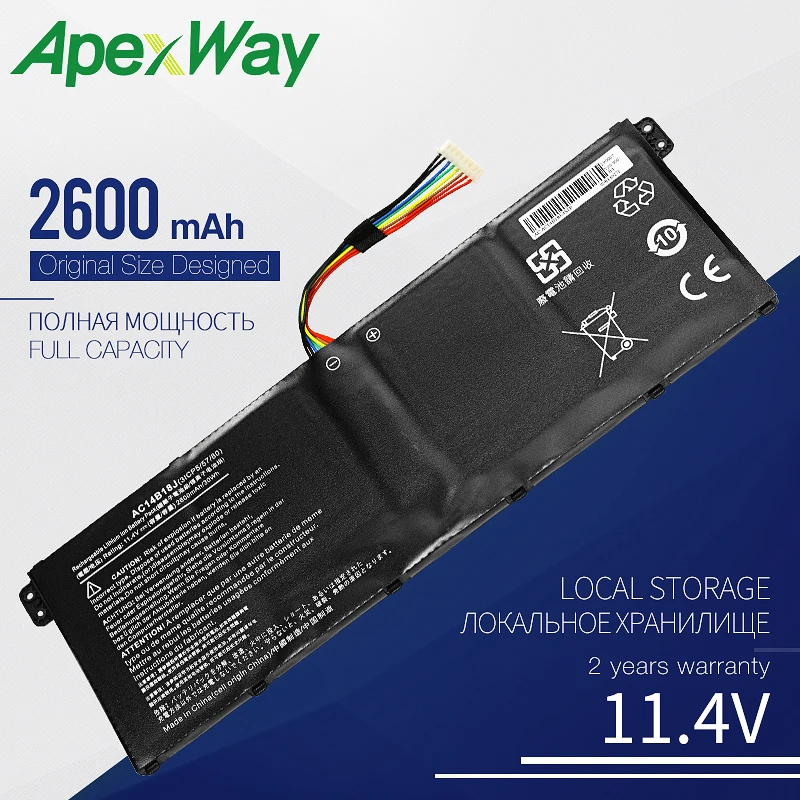 

Apexway 11.4V AC14B18J New Laptop Battery for Acer Aspire E3-111 E3-112 E3-112M ES1-531 B116 MS2394 B115-MP AC14B13j N15Q3 N15W4