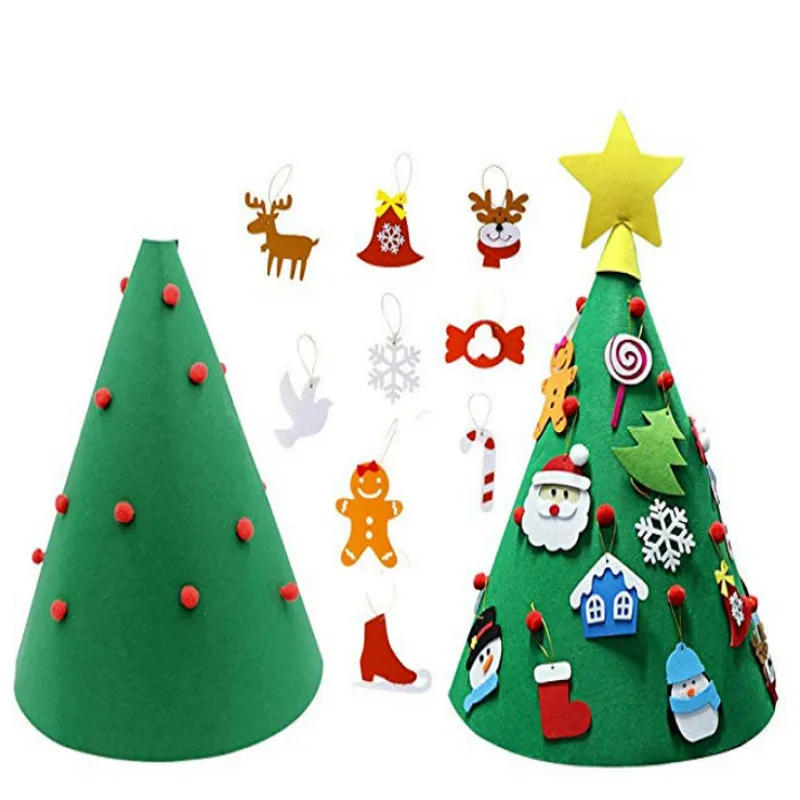 

Artificial Felt Christmas Tree with Ornaments 2020 Toddler New Year Toys Gift Kindergarten DIY Craft Xmas Decorations for Home