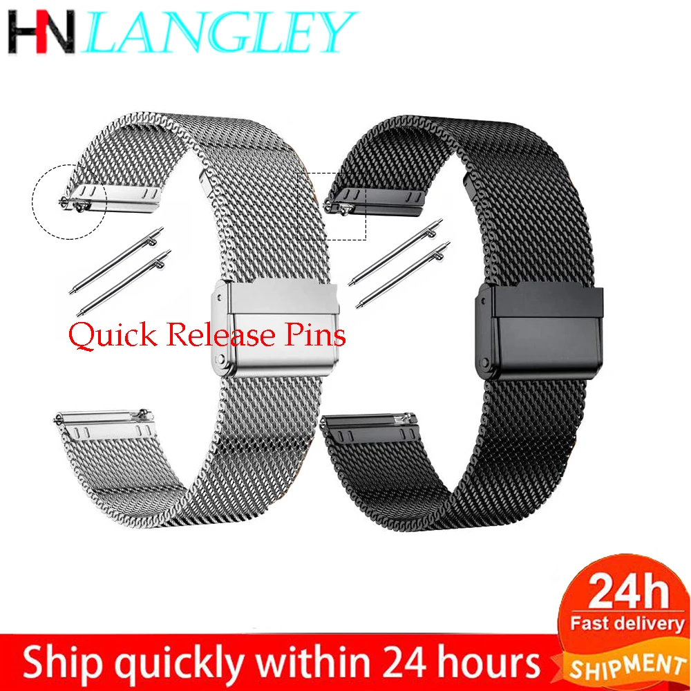Watch-Band Mesh Woven-Strap Milanese-Loop 46mm Quick-Release Active 2 Samsung 42mm 40mm
