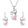 Fashionable New Style Animal Accessories Set Cute Cat Pendant Necklace Earrings Women Wedding Engagement Birthday Party Jewelry ► Photo 3/5