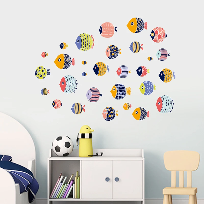 Мультяшные милые морские рыбки наклейки на стену DIY домашние украшения с