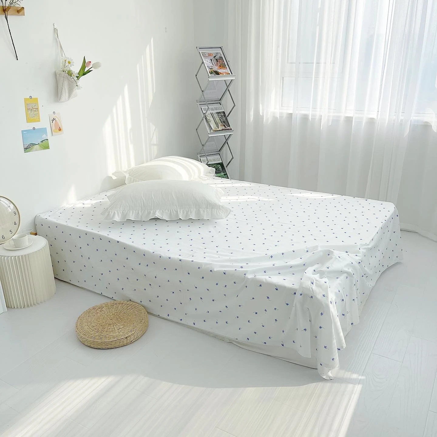 

White 100% cotton flower bed sheet fitted sheet pure cotton quilt sheet bedding set double large sheet custom size sheet