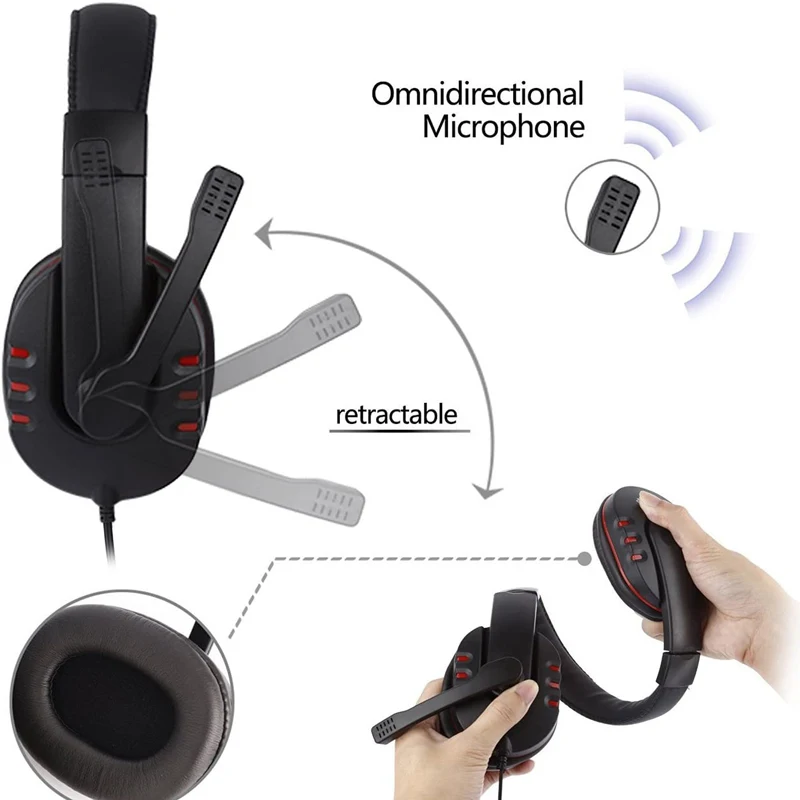 3 5mm Wired Over head Stereo Headband Gaming Headset Headphone with Mic Microphone Volume Control for SONY PS4 PC Tablet Laptop