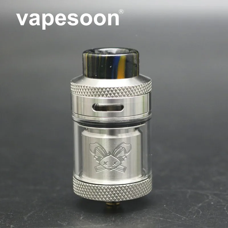 Miglior VapeSoon Più Nuovo Coniglio Morta 25 millimetri RTA 2 ML 4.5 ML Atomizzatore Con Resina Drip tip Single Dual bobina di Ricostruire Vape Vaporizzatore Black Sliver
