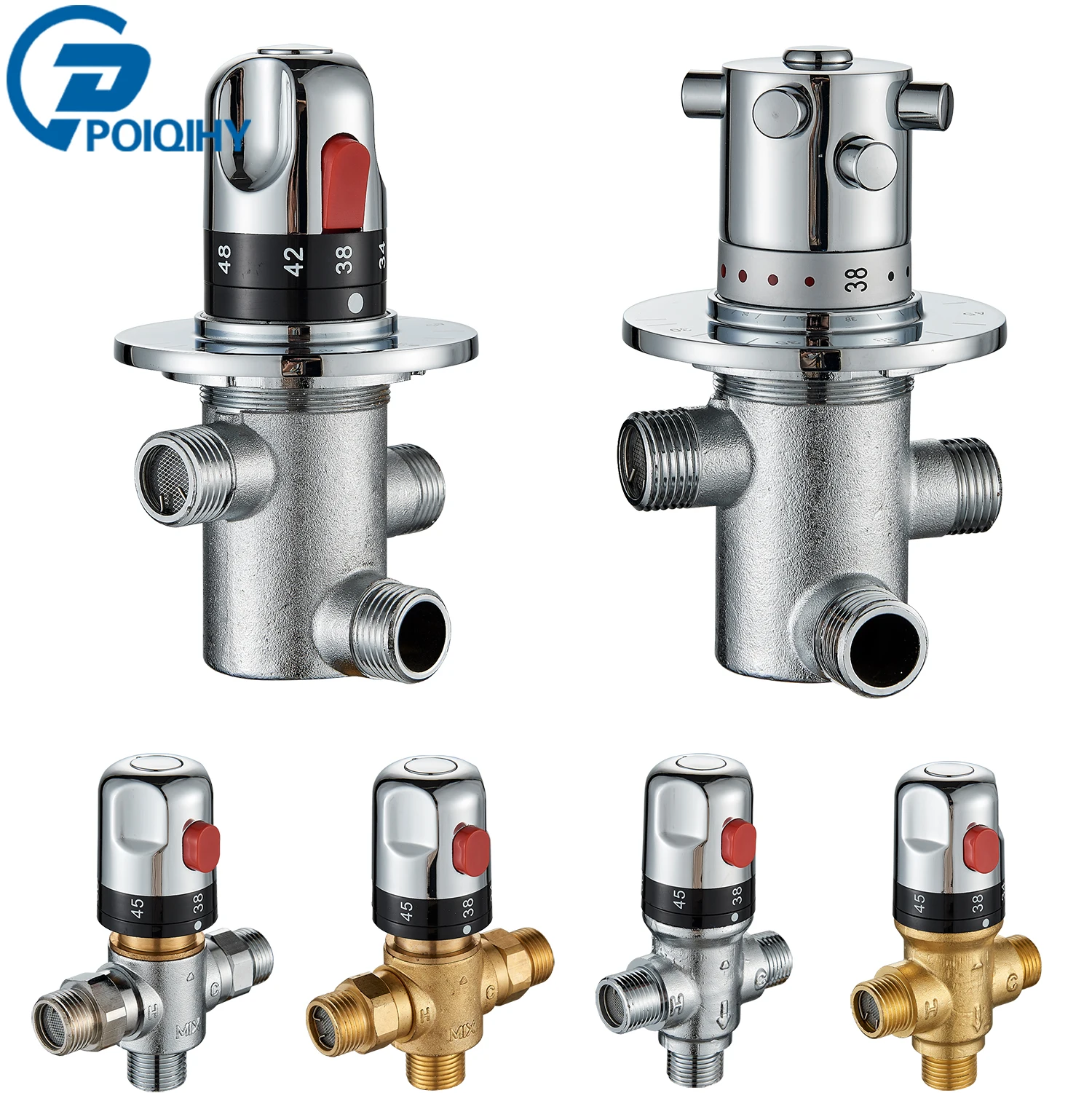 Brass Thermostatic Mixer for Shower System Water Temperature Control Faucet Control Valve Bathroom Faucet Valve