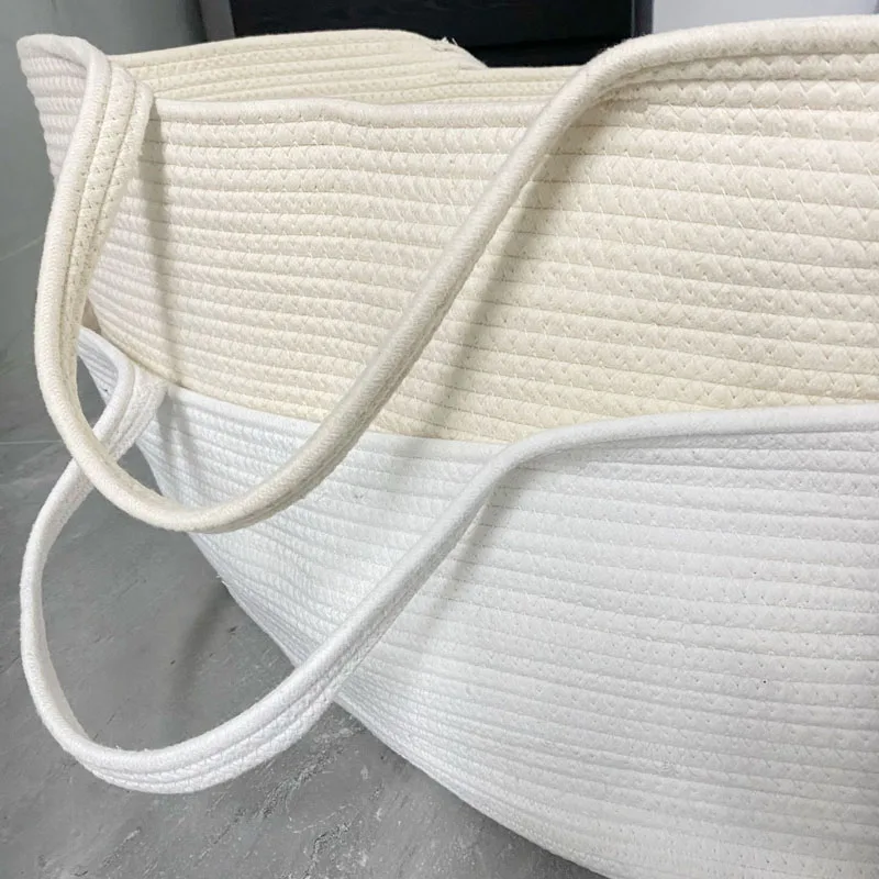 휴대용  모세 바구니 캐리어 면 로프 짠 용 침대  수면 침대 요람 바구니 방 꾸미기