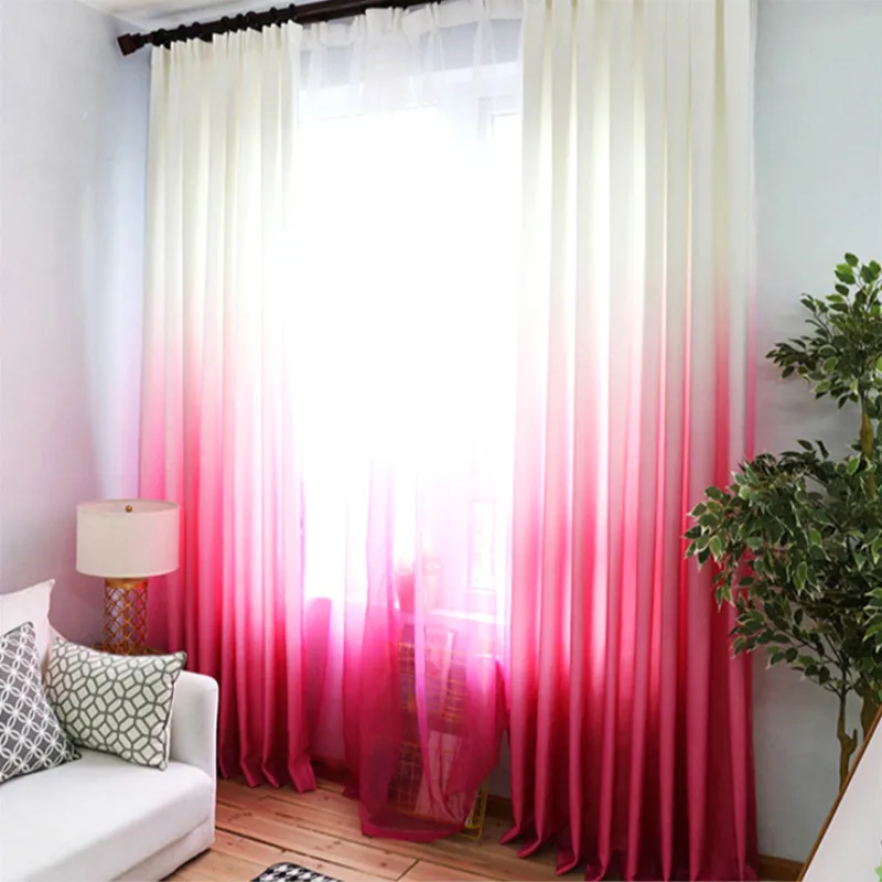 Розового и фиолетового цветов штор для Гостиная градиентные зелено-полу-Затемняющая штора шторы для Спальня синий тюль Кортина