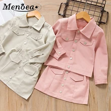 Menoea/детская одежда коллекция года, осенний стильный однотонный костюм на пуговицах для девочек комплект детской корейской одежды из 2 предметов для маленьких девочек