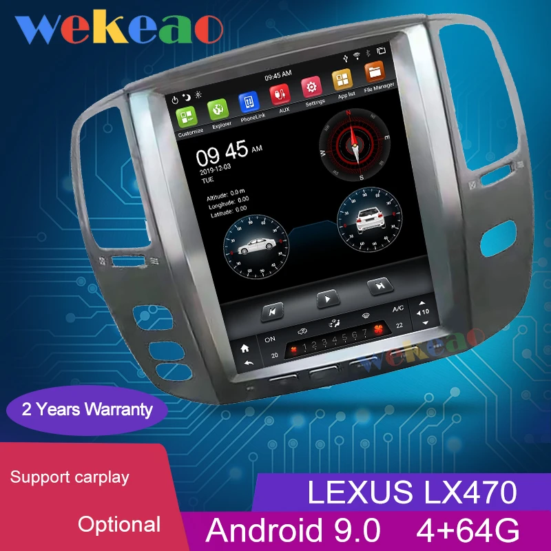 Wekeao вертикальный экран Tesla стиль 12 1 'ɱ Din Android 9 0 для Lexus LX470 авто GPS навигация
