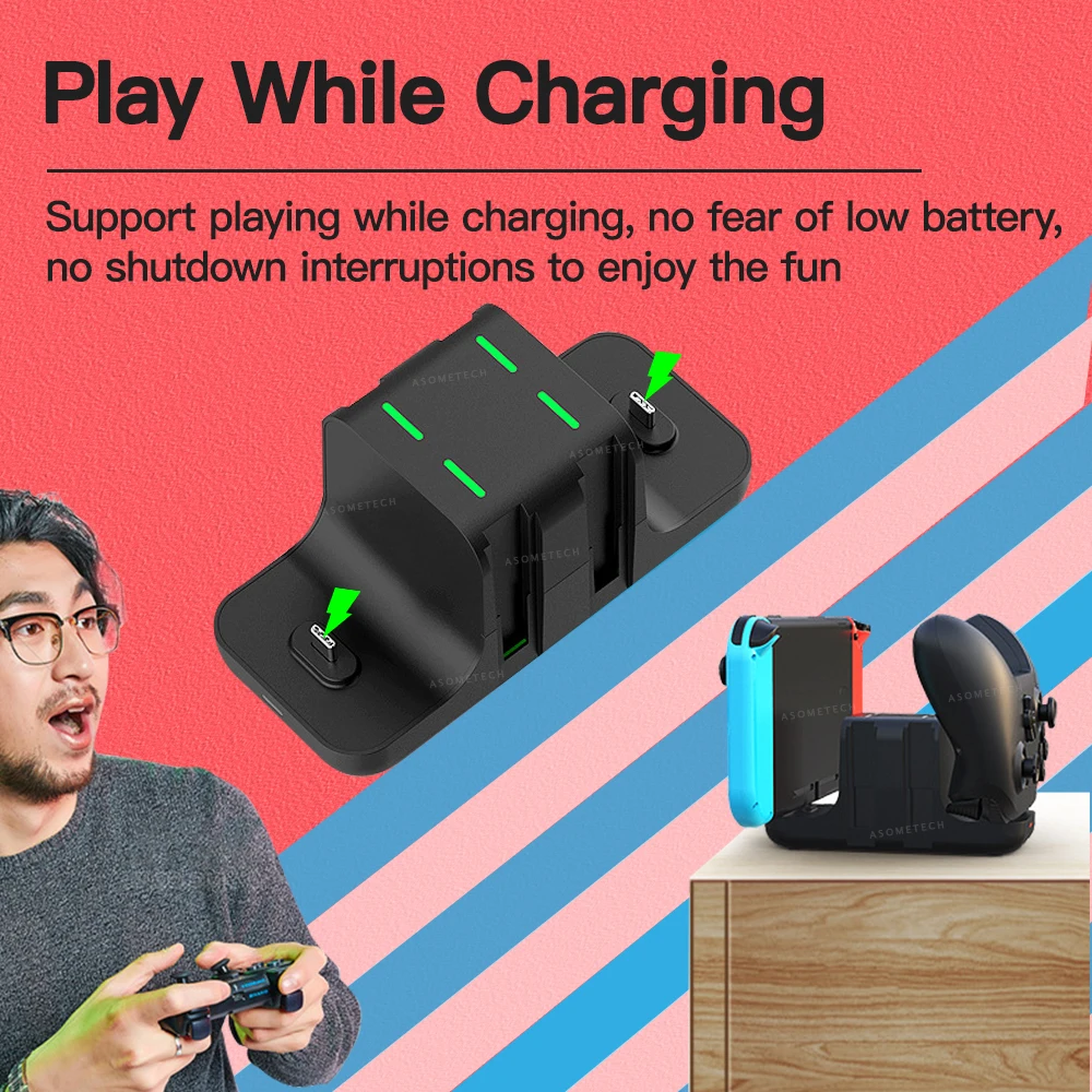 Doca de Carregamento para Nintendo 6 em 1 Switch Console Joy-con Controlador Gamepad Carregador Doca Estação Dc5v - 2a Carga Suporte ns - Image 2