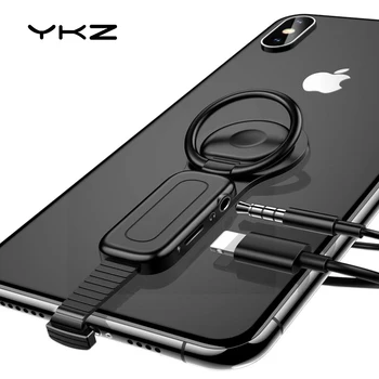 

2 in 1 Lightning to 3.5mm adapter for iPhone 11 X adapter YKZ OTG Audio Adapter Phone Holder for iPhone Charger Adapter Mini OTG