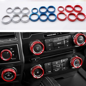 

Inner Air Conditioner & Audio & Trailer & 4WD Switch Knob Ring Button Cover Trim for Ford F150 XLT 2016-2019