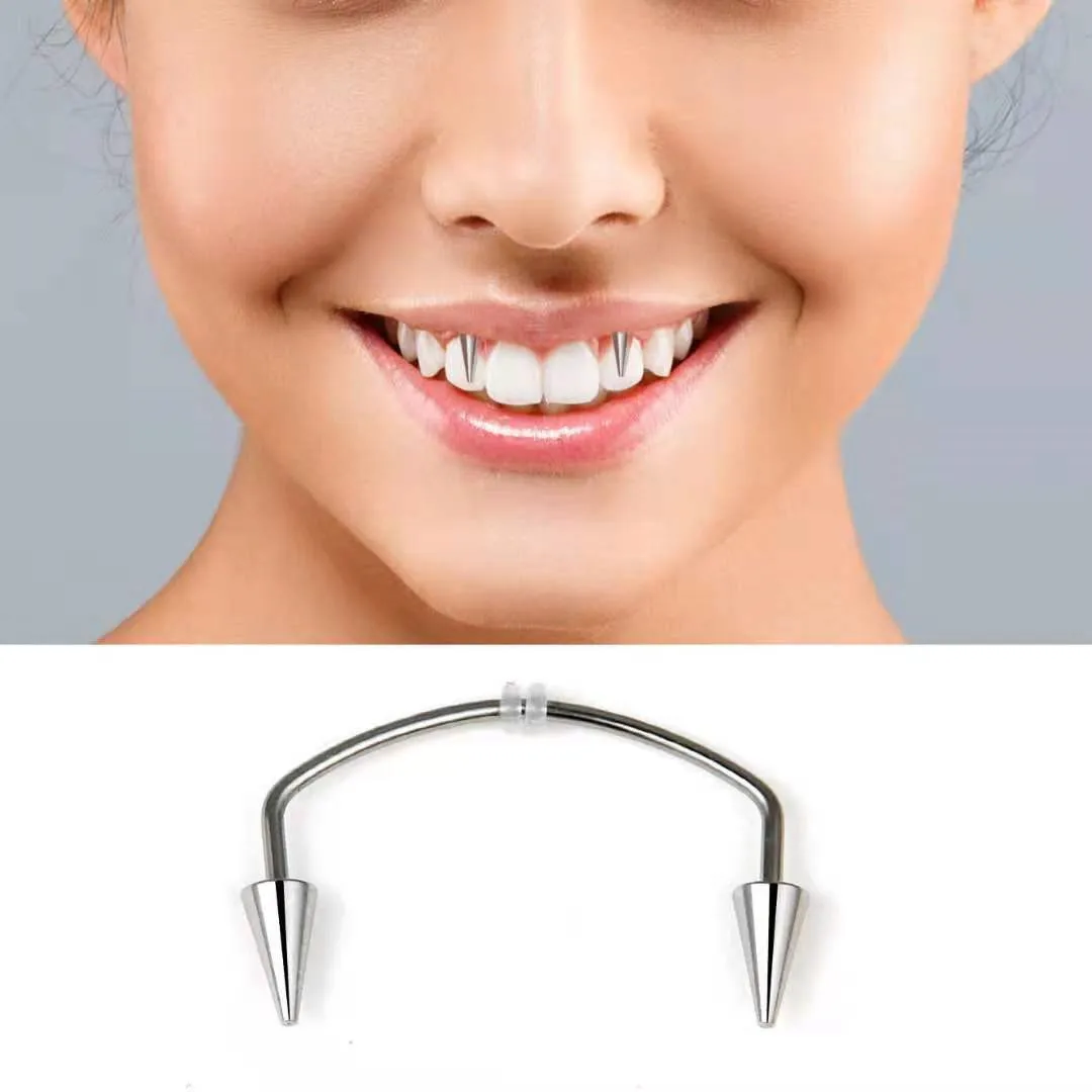 1Pcs Titanium Steel C Shape Dracula Ring Smiley Piercing Jewelry Septum Piercing Body Decorations Vampire Fangs Zombie Teeth