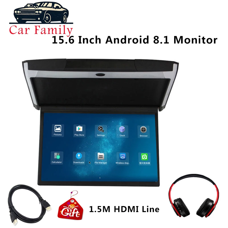 Car Family 15 6 Inch Android 8 1 Car Monitor Ceiling Mount Roof Hd