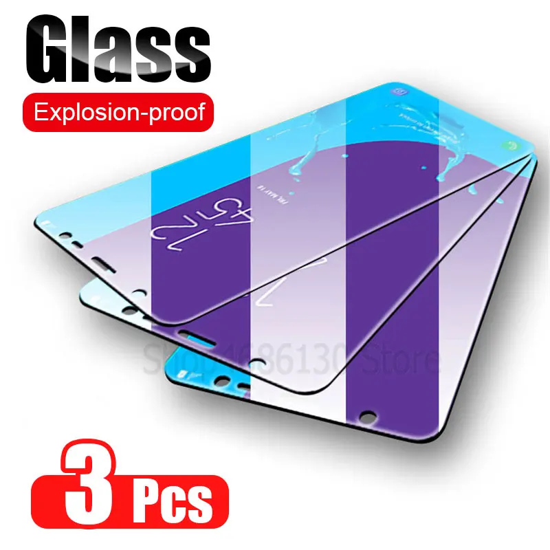 Cristal Protector de pantalla para Samsung Galaxy, Protector de pantalla de vidrio templado para Samsung Galaxy A7 A9 2018 A6 A8 J4 Plus A50 A51 A70 A71 J6, 3 unidades