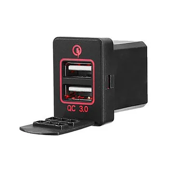 

Qc3.0 12-24V Led Dual Port Usb Interface Charger Socket Power Adapter For Toyota - Motorcycle Charger & Socket Adapter - (Red)