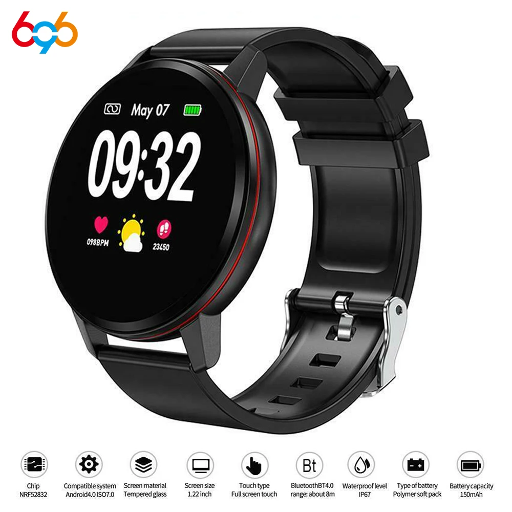 

696 S01 Smart Bracelet Women Blood Pressure Heart Rate Sleep Monitoring Alarm Weather Forecast Sport Smart Watch Men Full Touch