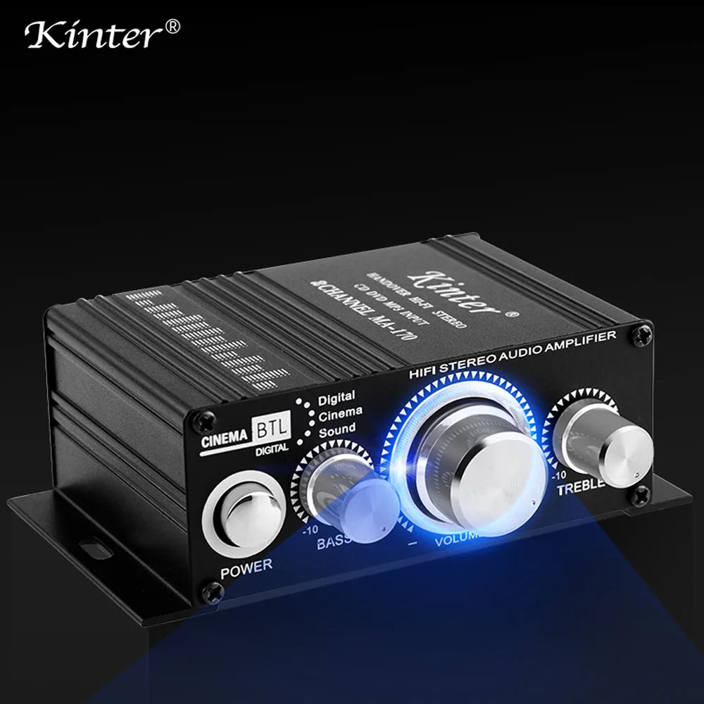 Kinter Mini HiFi Stereo Power Amplifier Classic 2 Channel Class ab 12v Audio Amplifiers For Car Home Theater MA-170 Amp