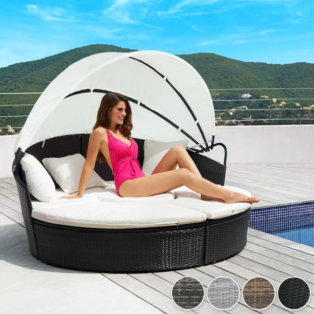 Ensemble de canapé inclinable en rotin Sun Island, lit, chaise longue,  jardin, terrasse, balcon, salon, chambre, bureau, extérieur - AliExpress