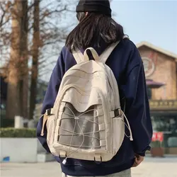 Vintage Korean Style Schoolbag Women Backpack Nylon School Backpack for Girls Student Waterproof Mesh Design Female Mochila Pack