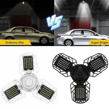 

6000K LED Garage Light Deformable Ceiling Light For Home Warehouse Workshop Folding Two/Three-Leaf Deformation Lamp AC85-265V