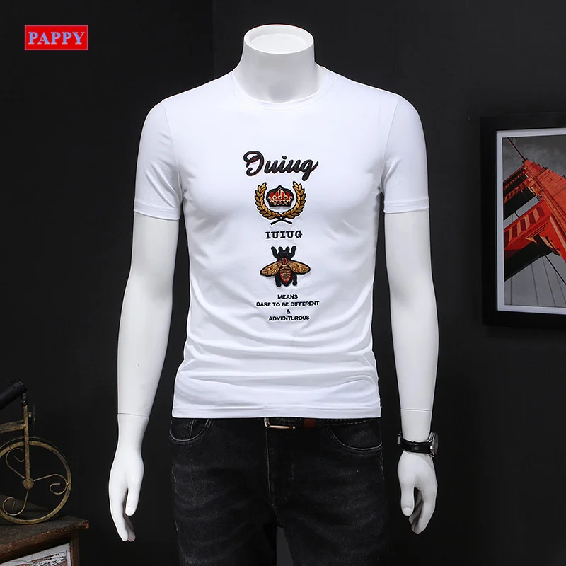 

2020 New tshirt men badge embroidery shirt men