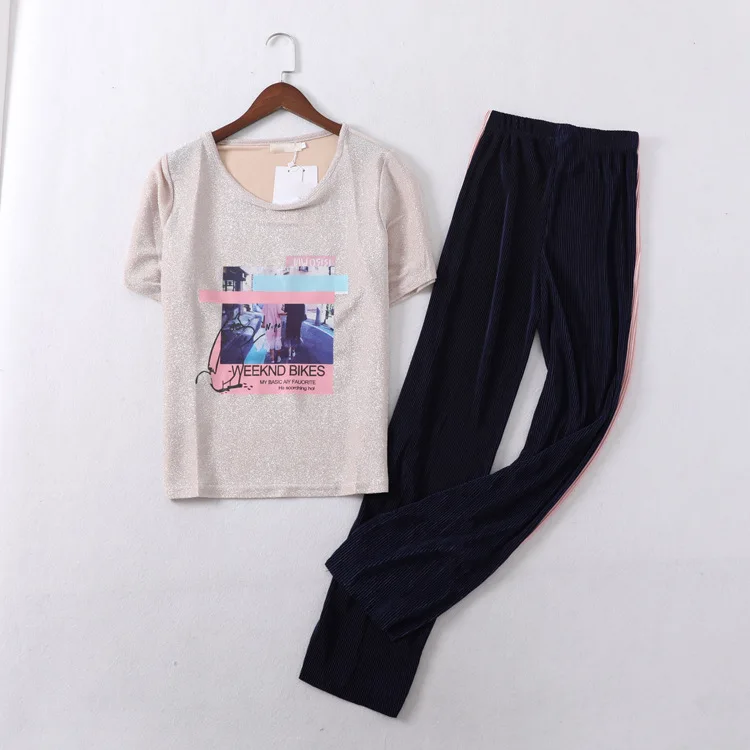 

One's Loose Pants Trousers Sports Set Fashion Loose Short Sleeve Casual Two-Piece Set Entity