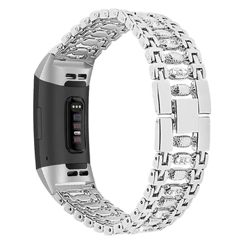 

Stainless Steel Rhinestone Watch Band Replacement Bracelet Strap for FitbitCharge 3 LHB99